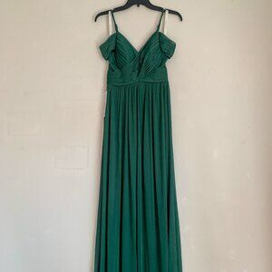 Azazie Aja Dark Green Wedding Bridesmaid Floor-length Dress Size A0